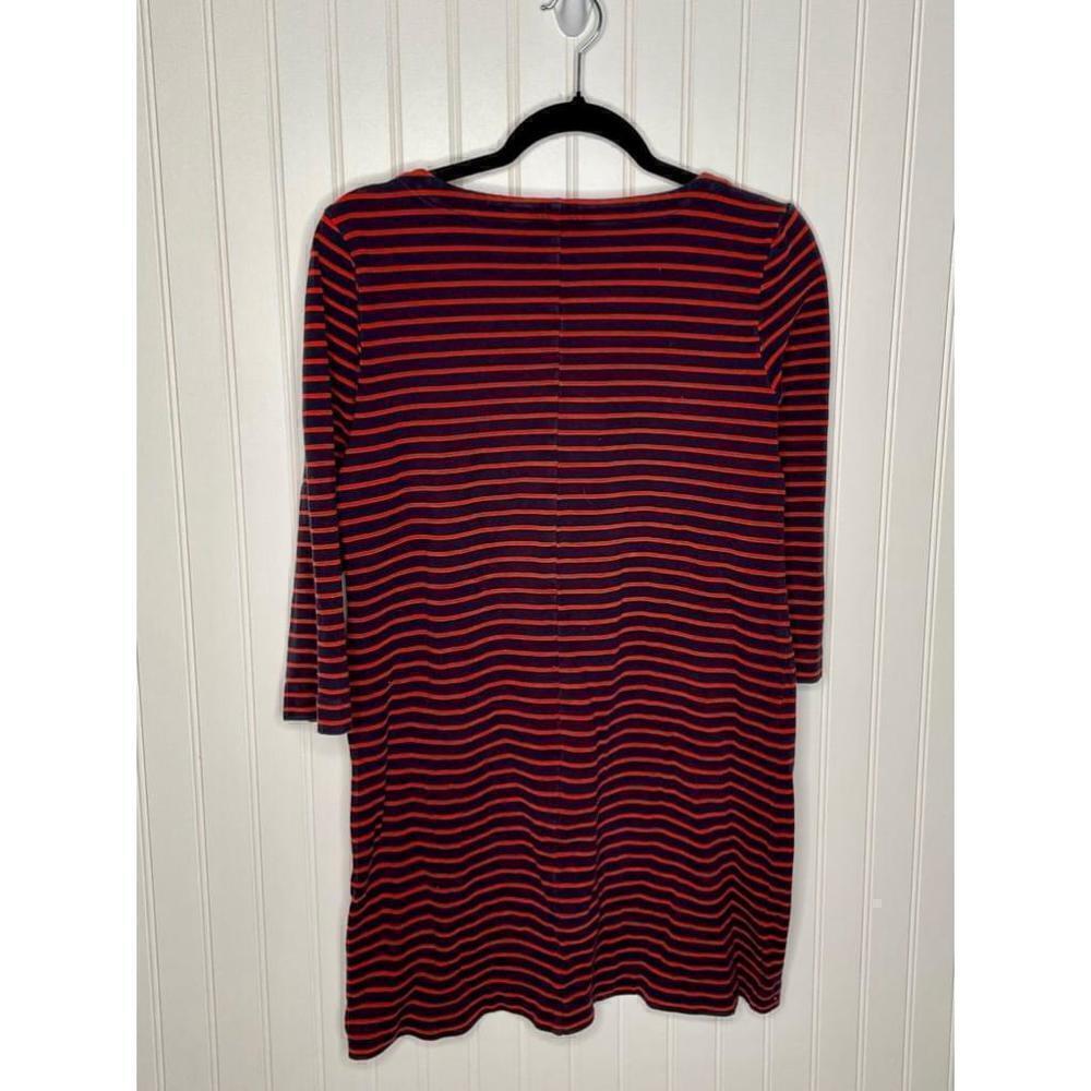 Women's J.Crew Striped Boat Neck 3/4 Sleeve T-Shirt Dress Size S Blue Red - Picture 5 of 5